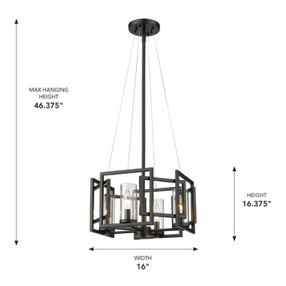 Golden Lighting Marco 4-light Pendant in Matte Black - - Golden Lighting