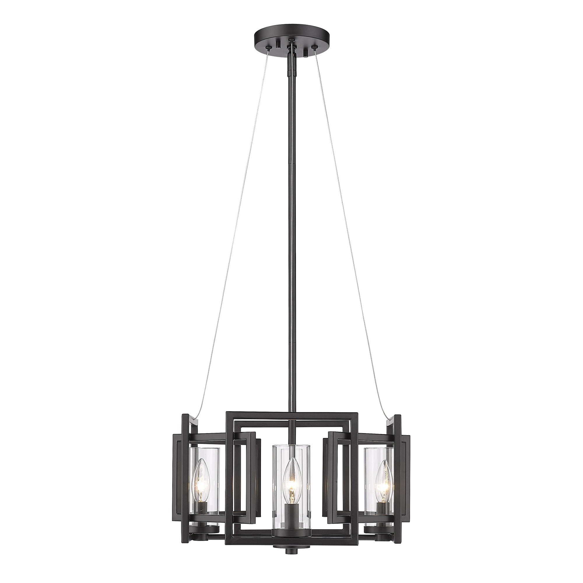 Marco 4 Light Pendant in Matte Black - Matte Black / Clear Glass / Clear - Golden Lighting