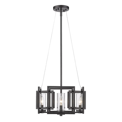 Marco 4 Light Pendant in Matte Black - Matte Black / Clear Glass / Clear - Golden Lighting