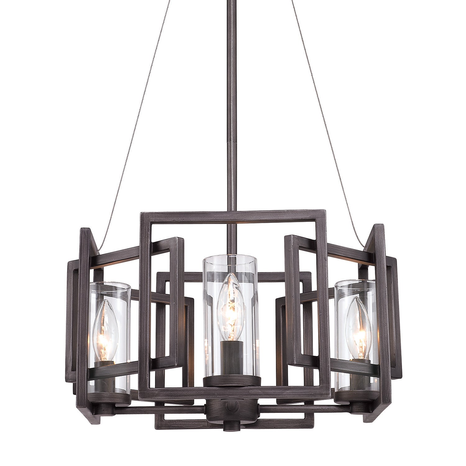 Marco 4 Light Pendant (Convertible) in Gunmetal Bronze with Clear Glass - - Golden Lighting