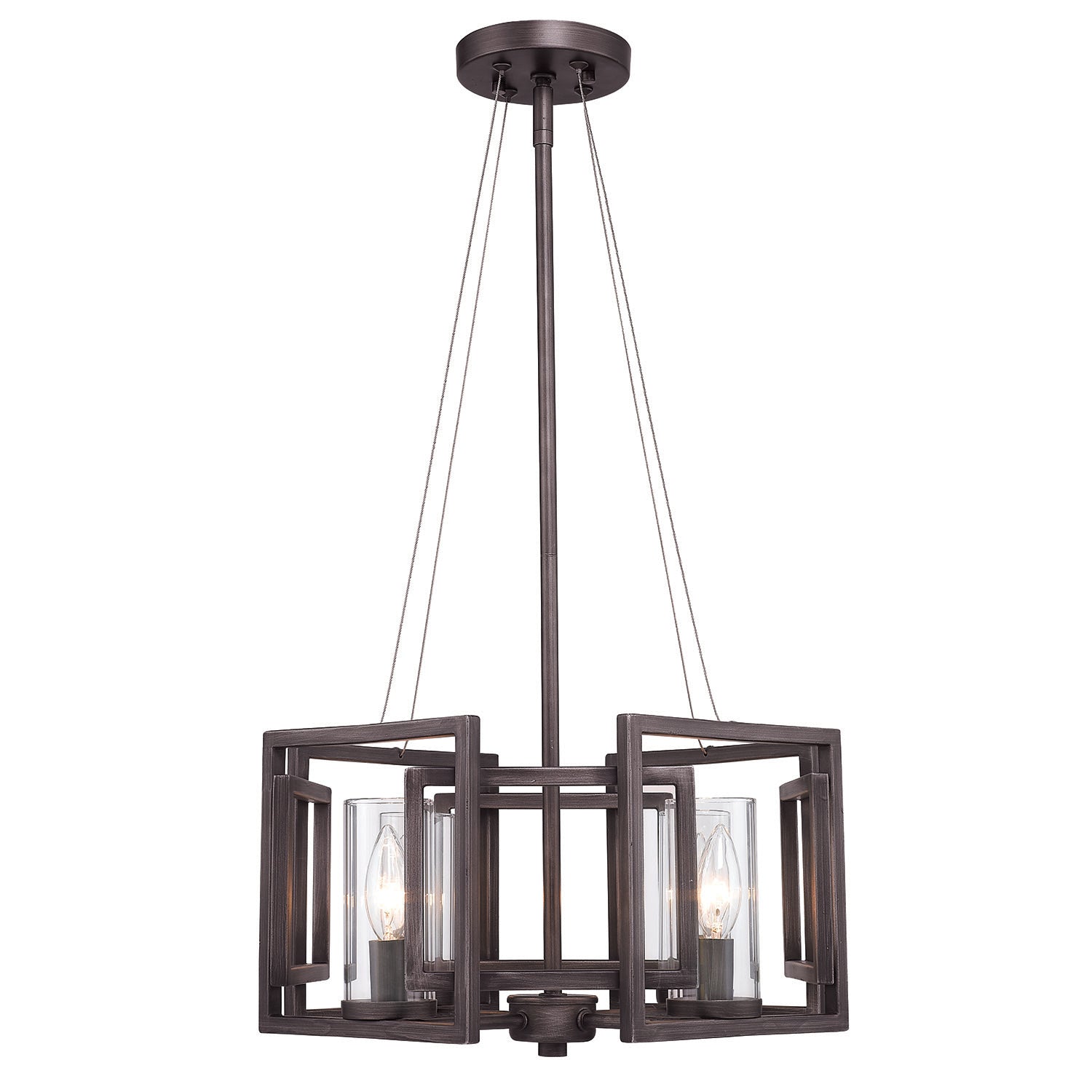 Marco 4 Light Pendant (Convertible) in Gunmetal Bronze with Clear Glass - Gunmetal Bronze / Clear Glass / Clear - Golden Lighting