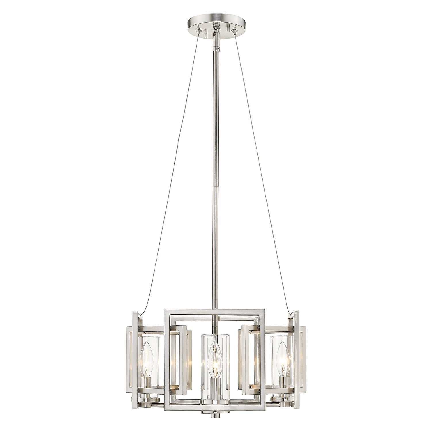 Marco 4 Light Pendant (Convertible) in Pewter with Clear Glass - - Golden Lighting