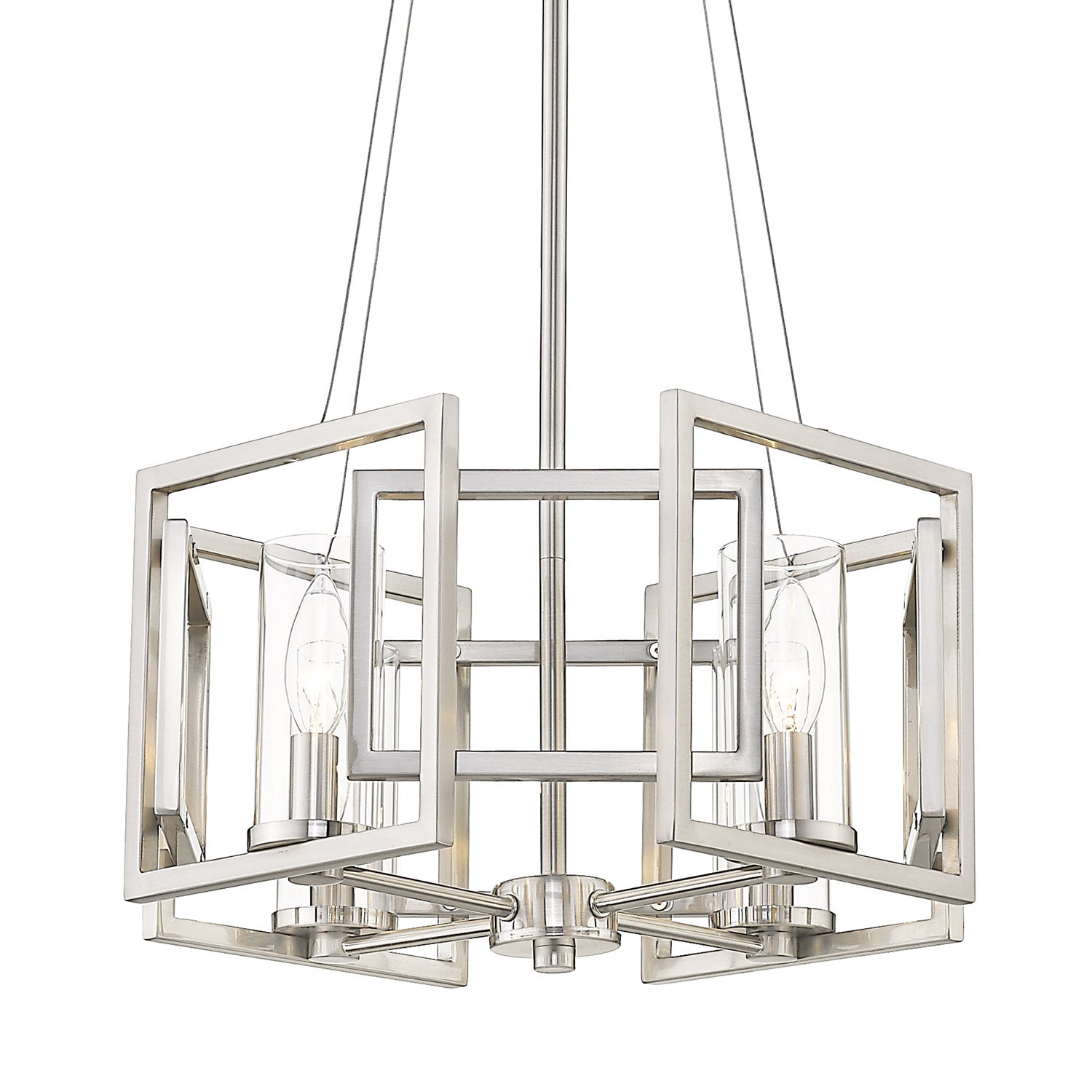 Marco 4 Light Pendant (Convertible) in Pewter with Clear Glass - Pewter / Clear Glass / Clear - Golden Lighting