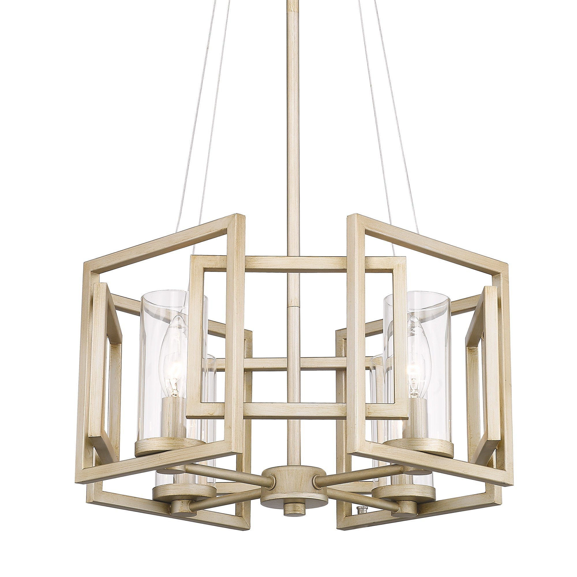 Marco 4 Light Pendant (Convertible) in White Gold with Clear Glass - - Golden Lighting