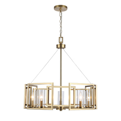 Marco 5-Light Chandelier in Brushed Champagne Bronze with Clear Glass - - Golden Lighting