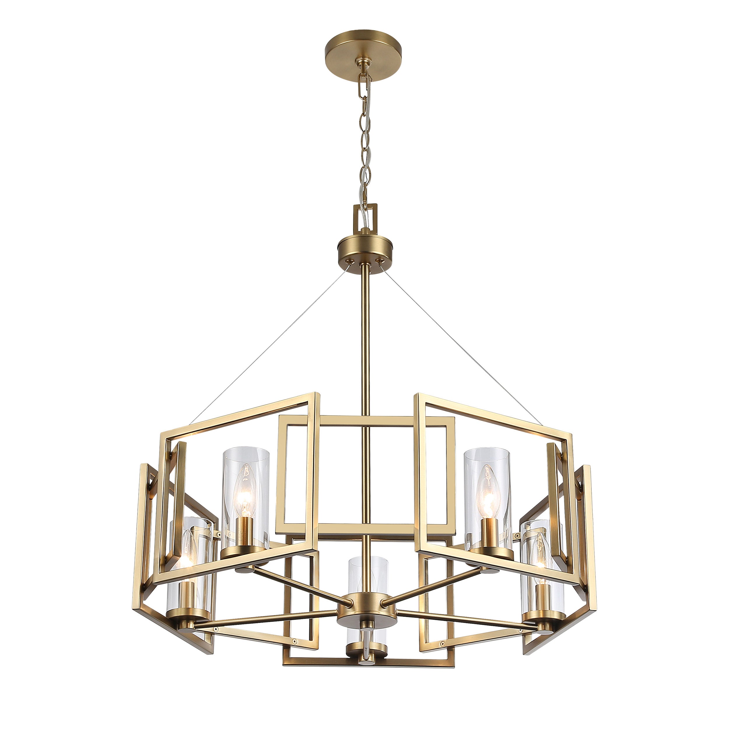 Marco 5-Light Chandelier in Brushed Champagne Bronze with Clear Glass - Brushed Champagne Bronze / Clear Glass / Clear - Golden Lighting