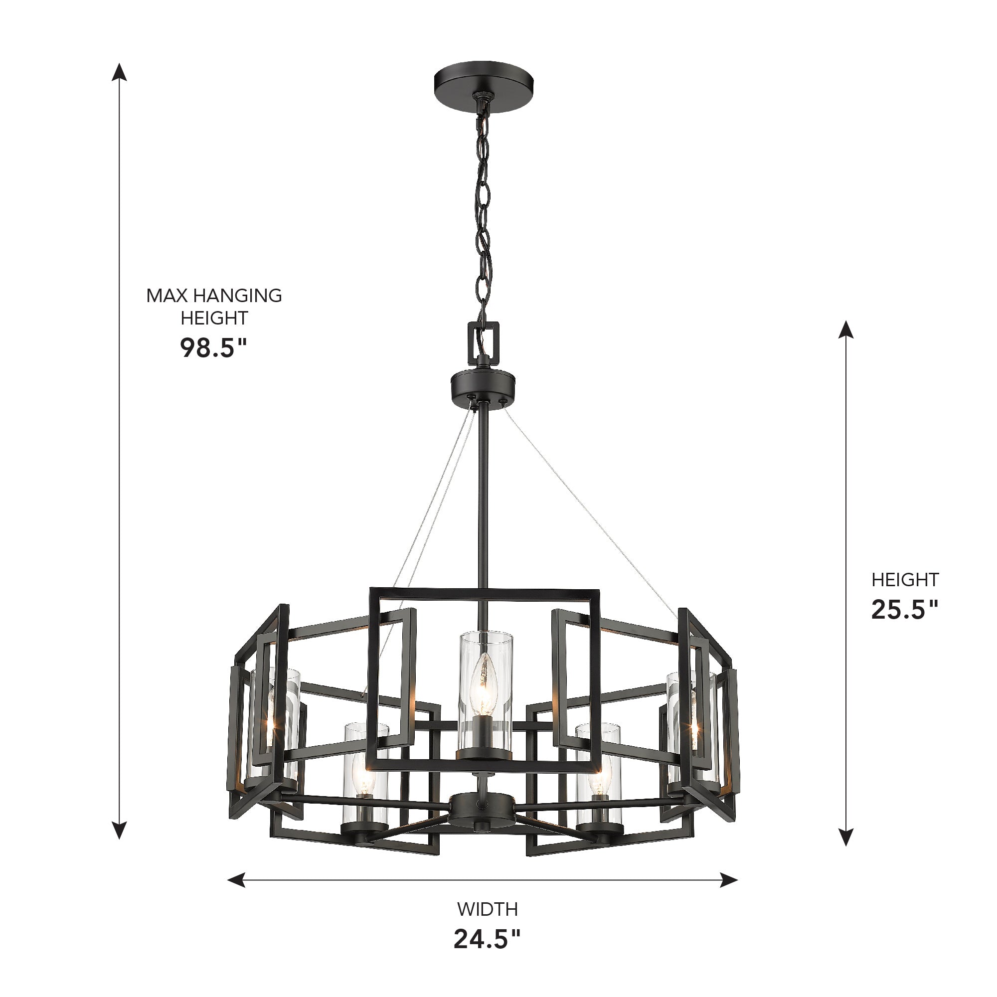 Golden Lighting Marco 5-light Chandelier in Matte Black - - Golden Lighting