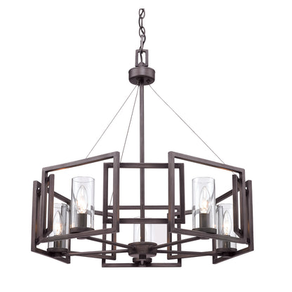 Marco 5 Light Chandelier - Gunmetal Bronze / Clear Glass / Clear - Golden Lighting