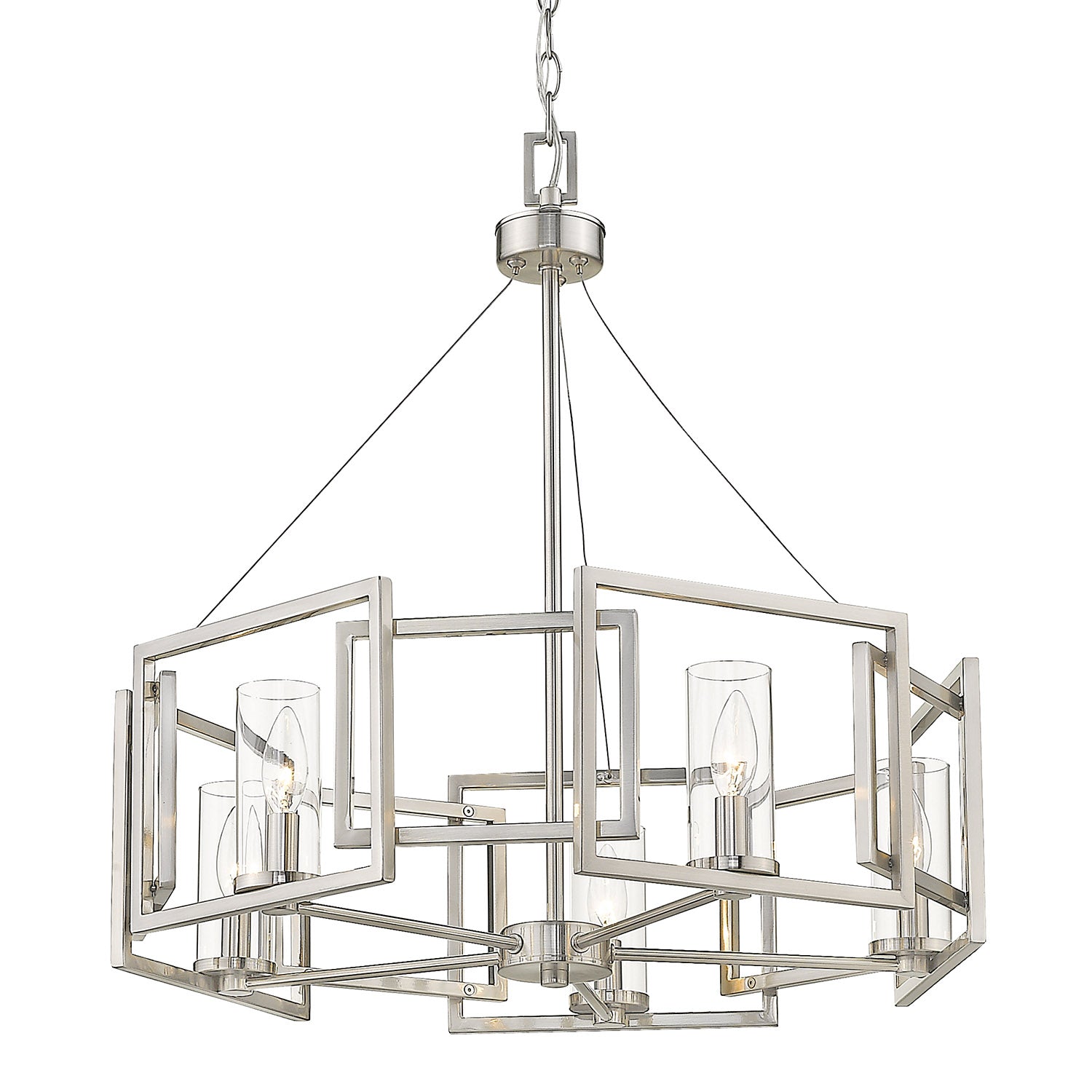 Marco 5 Light Chandelier - Pewter / Clear Glass / Clear - Golden Lighting