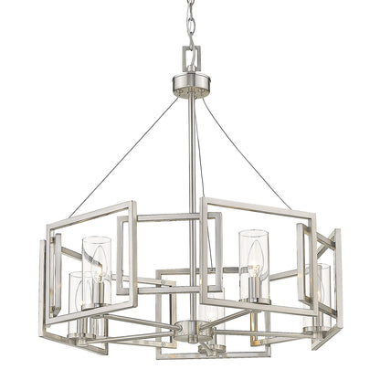 Marco 5 Light Chandelier - Pewter / Clear Glass / Clear - Golden Lighting