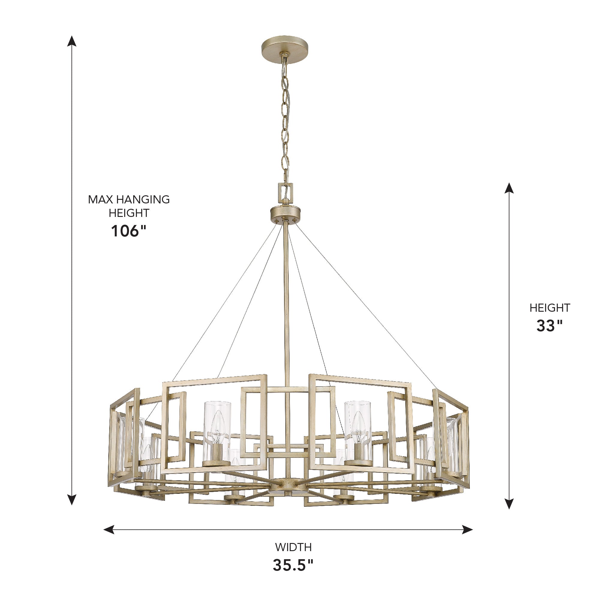 Golden Lighting Marco 8-light Chandelier in White Gold - - Golden Lighting