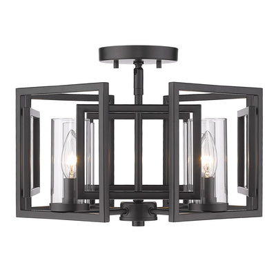 Golden Lighting Marco 4-light Flush Mount in Matte Black - - Golden Lighting