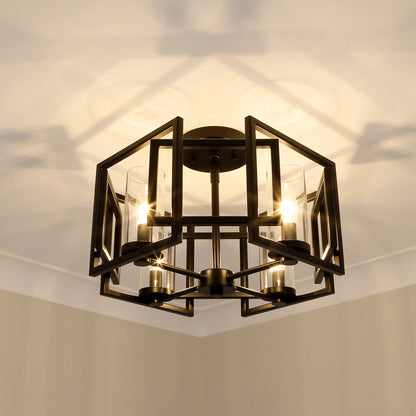 Golden Lighting Marco 4-light Flush Mount in Matte Black - - Golden Lighting