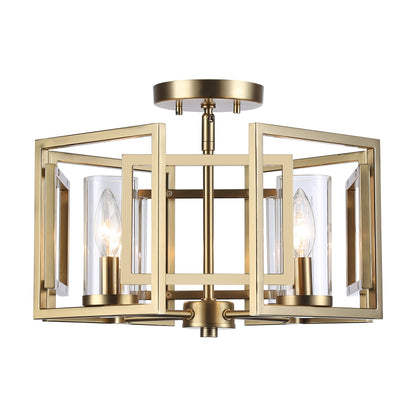 Marco 4-Light Flush Mount in Brushed Champagne Bronze with Clear Glass - - Golden Lighting