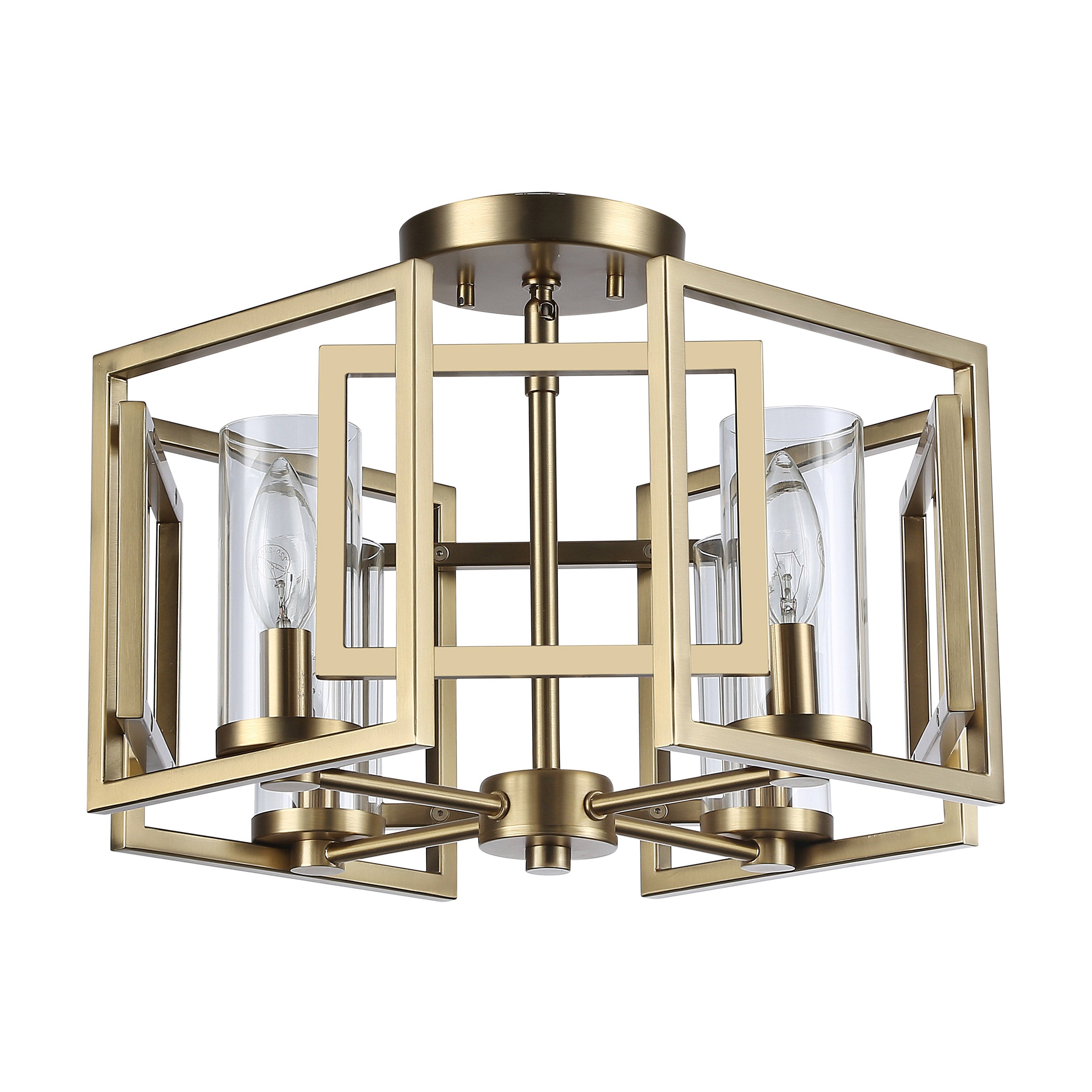 Marco 4-Light Flush Mount in Brushed Champagne Bronze with Clear Glass - Brushed Champagne Bronze / Clear Glass / Clear - Golden Lighting