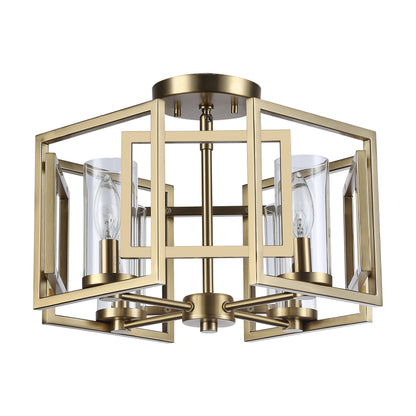 Marco 4-Light Flush Mount in Brushed Champagne Bronze with Clear Glass - Default Title - Golden Lighting