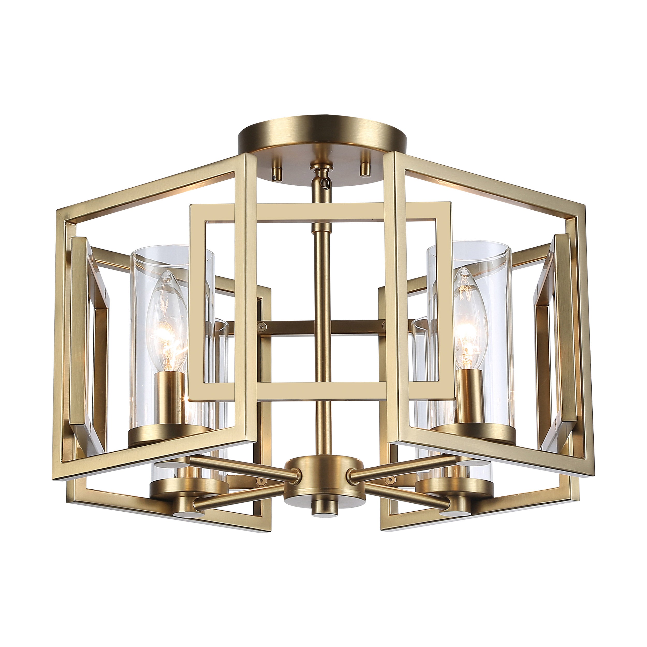 Golden Lighting Marco 4-light Flush Mount in Brushed Champagne Brass - - Golden Lighting