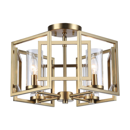 Golden Lighting Marco 4-light Flush Mount in Brushed Champagne Brass - - Golden Lighting