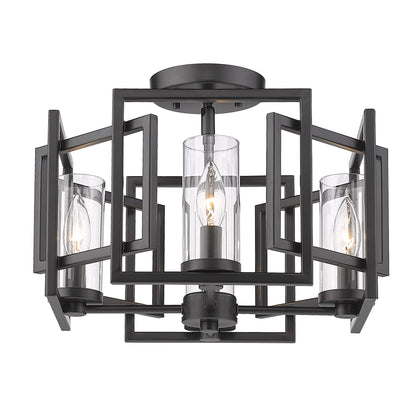 Golden Lighting Marco 4-light Flush Mount in Matte Black - - Golden Lighting