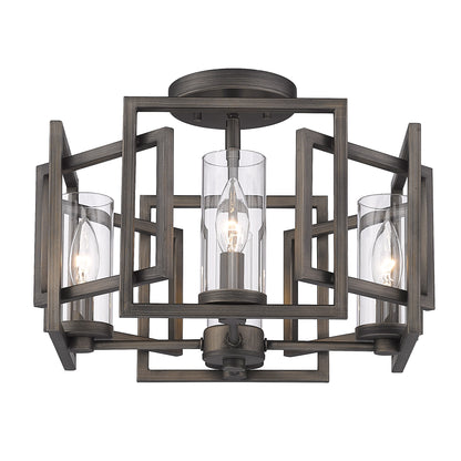 Marco Flush Mount in Gunmetal Bronze - - Golden Lighting