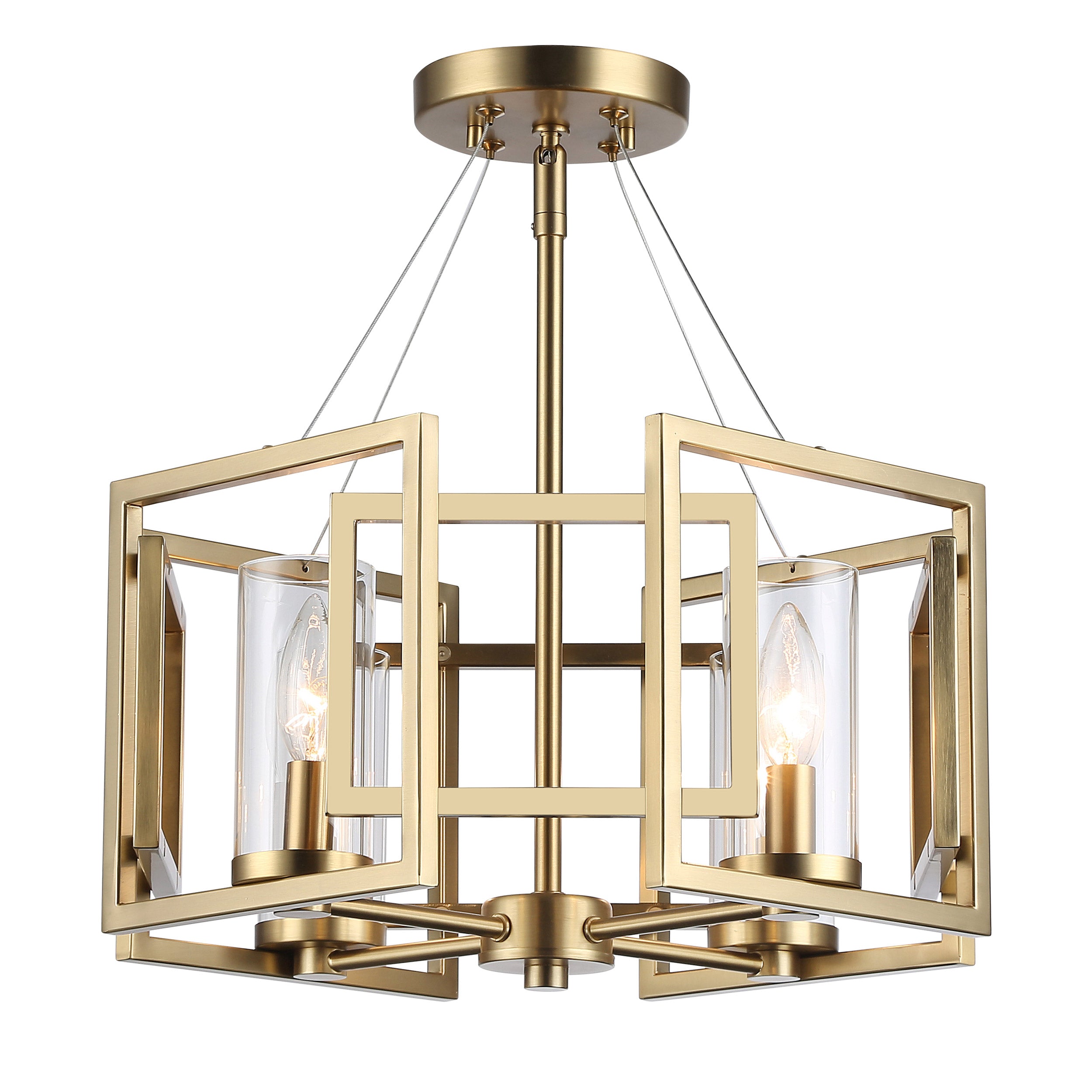 Golden Lighting Marco 4-light Semi-Flush Mount in Brushed Champagne Brass - - Golden Lighting