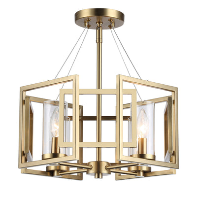 Golden Lighting Marco 4-light Semi-Flush Mount in Brushed Champagne Brass - - Golden Lighting