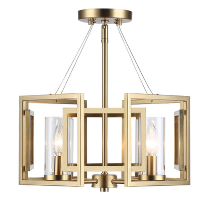 Marco 4-Light Semi-Flush in Brushed Champagne Bronze with Clear Glass - - Golden Lighting