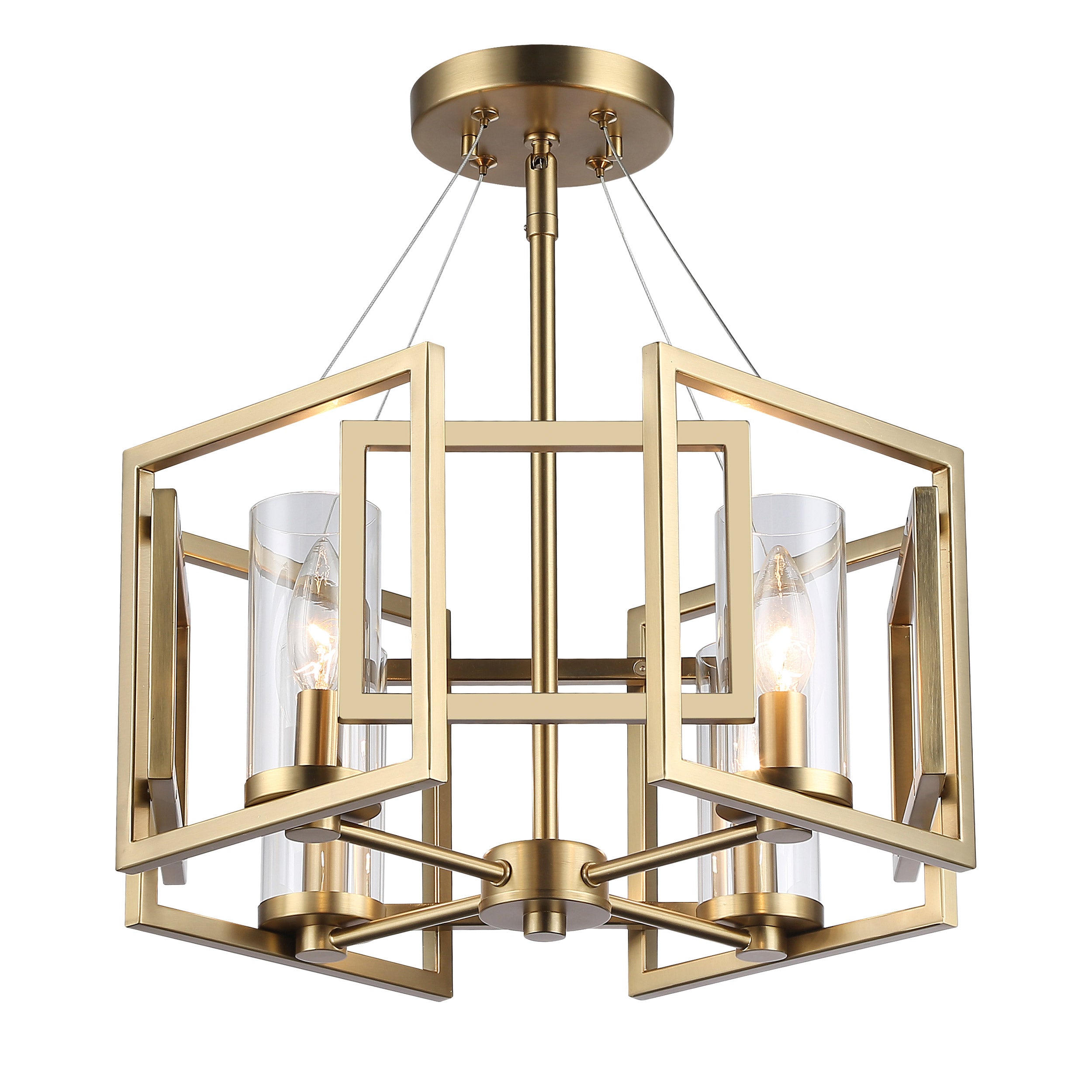 Golden Lighting Marco 4-light Semi-Flush Mount in Brushed Champagne Brass - - Golden Lighting