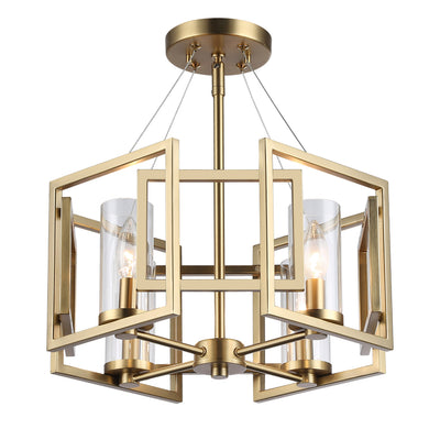 Golden Lighting Marco 4-light Semi-Flush Mount in Brushed Champagne Brass - - Golden Lighting