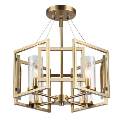Golden Lighting Marco 4-light Semi-Flush Mount in Brushed Champagne Brass - - Golden Lighting