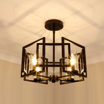 Golden Lighting Marco 4-light Semi-Flush Mount in Matte Black - - Golden Lighting