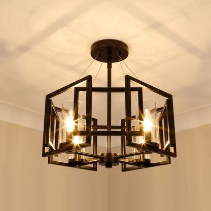Golden Lighting Marco 4-light Semi-Flush Mount in Matte Black - - Golden Lighting