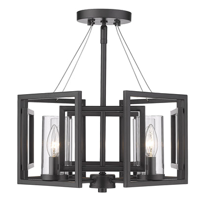 Marco Semi-Flush in Matte Black - Matte Black / Clear Glass / Clear - Golden Lighting