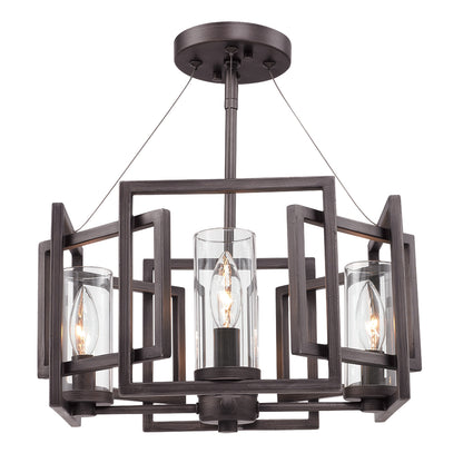 Marco Convertible Semi-Flush - Gunmetal Bronze / Clear Glass / Clear - Golden Lighting