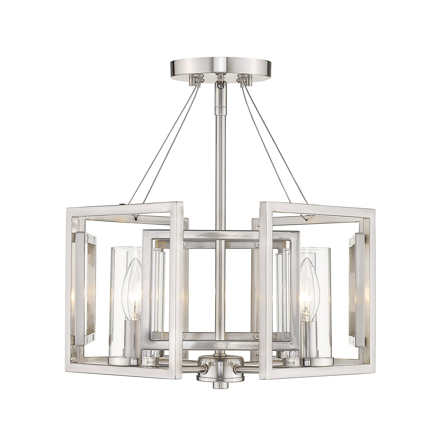 Marco Convertible Semi-Flush - Pewter / Clear Glass / Clear - Golden Lighting