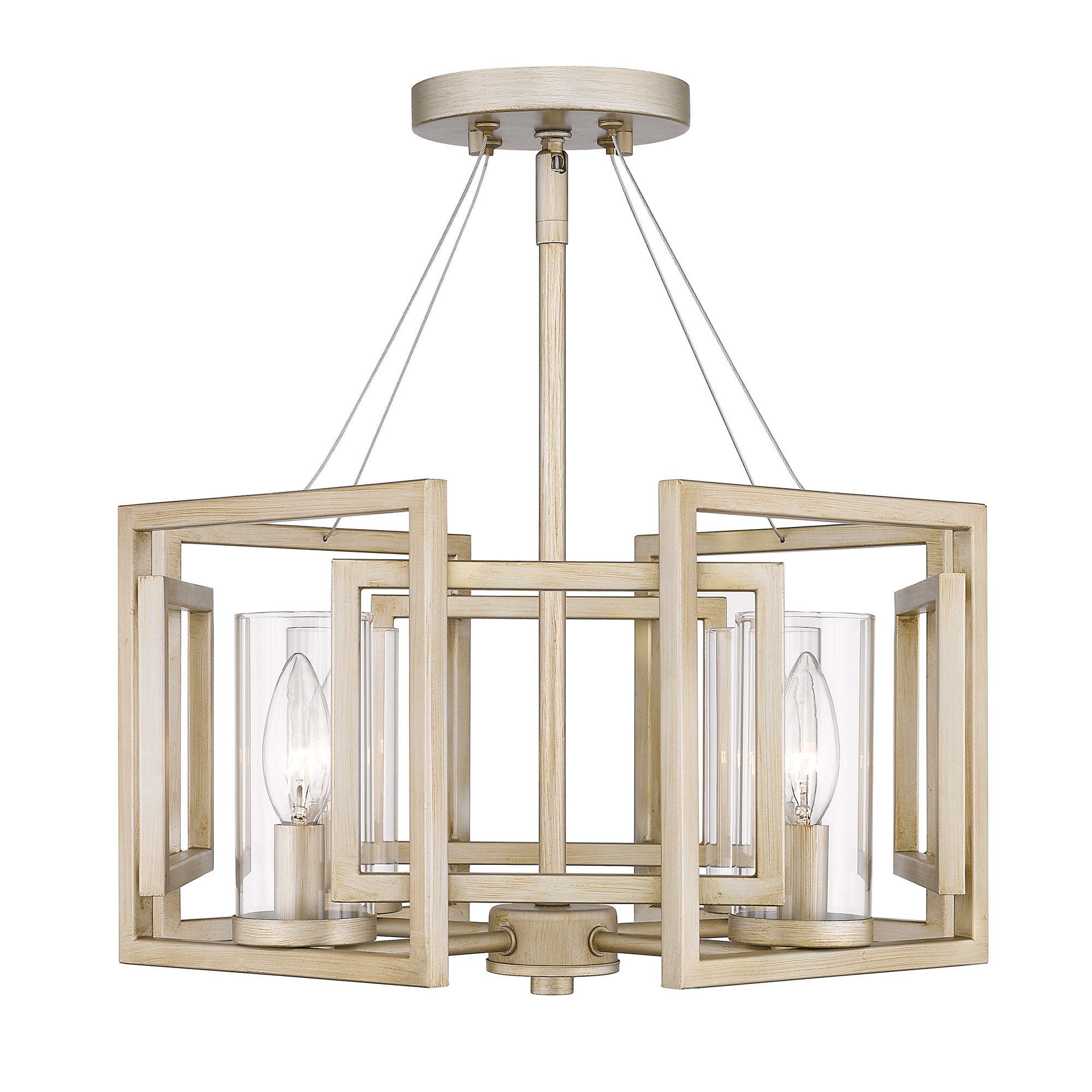 Marco Convertible Semi-Flush - White Gold / Clear Glass / Clear - Golden Lighting