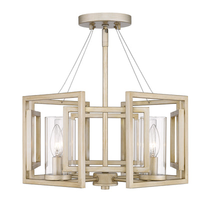 Marco Convertible Semi-Flush - White Gold / Clear Glass / Clear - Golden Lighting