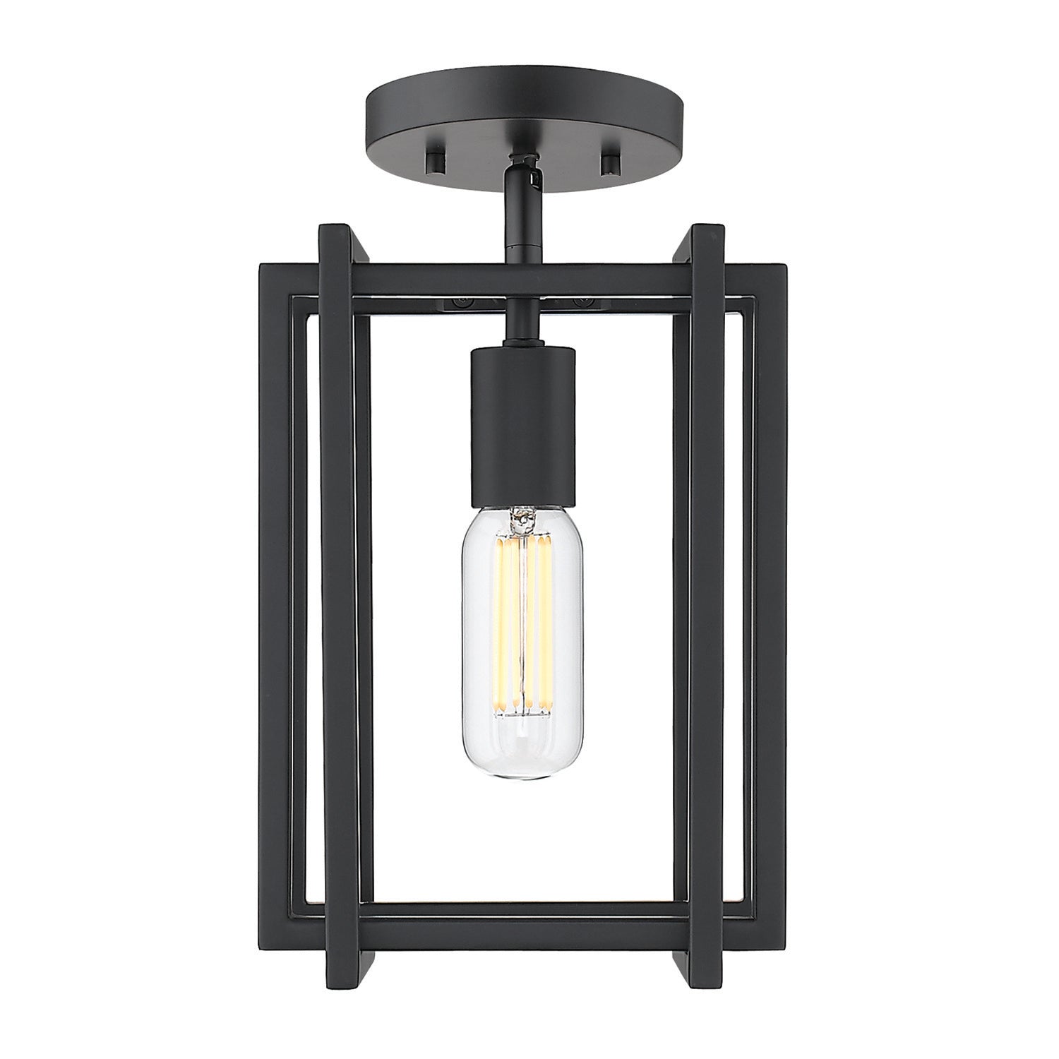 Golden Lighting Tribeca 1-light Semi-Flush Mount in Matte Black - - Golden Lighting