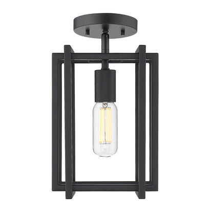 Tribeca 1-Light Semi-Flush in Matte Black with Matte Black Accents - - Golden Lighting