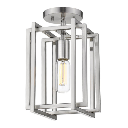 Tribeca 1-Light Semi-Flush in Pewter with Pewter Accents - Pewter / No Shade / NA - Golden Lighting