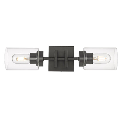 Tribeca 2 Light Wall Sconce in Matte Black - Matte Black / Matte Black / Black - Golden Lighting