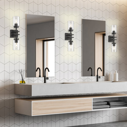 Tribeca 2 Light Wall Sconce in Matte Black - Default Title - Golden Lighting