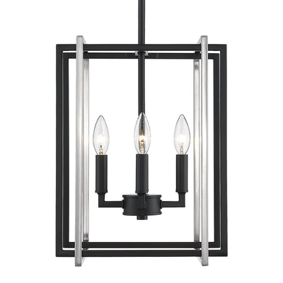 Golden Lighting Tribeca 4-light Pendant in Matte Black and Pewter Accents - - Golden Lighting