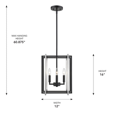 Golden Lighting Tribeca 4-light Pendant in Matte Black and Pewter Accents - - Golden Lighting