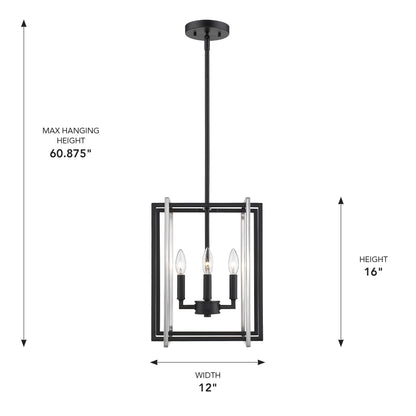 Golden Lighting Tribeca 4-light Pendant in Matte Black and Pewter Accents - - Golden Lighting
