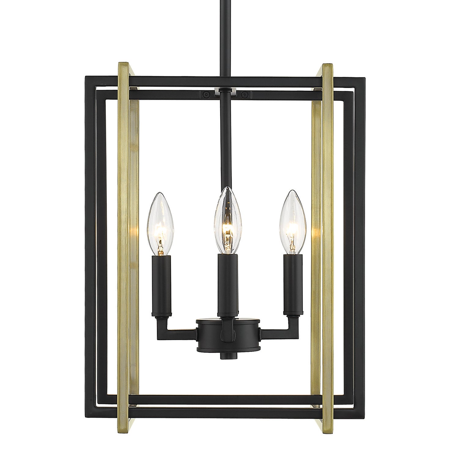 Tribeca 4-Light Chandelier in Matte Black with Aged Brass Accents - - Golden Lighting