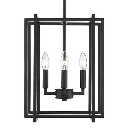 Tribeca 4-Light Chandelier in Matte Black with Matte Black Accents - - Golden Lighting