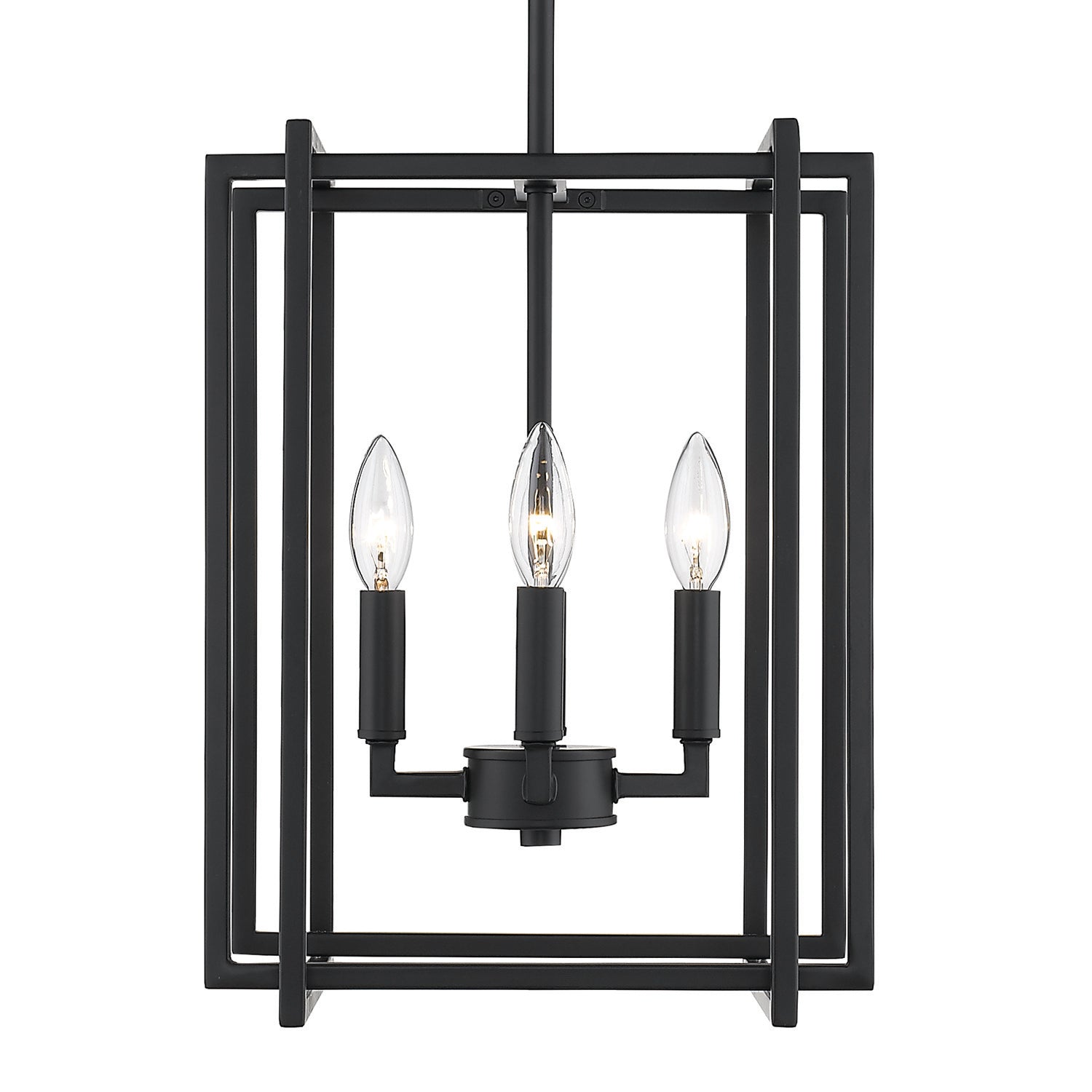 Tribeca 4-Light Chandelier in Matte Black with Matte Black Accents - - Golden Lighting