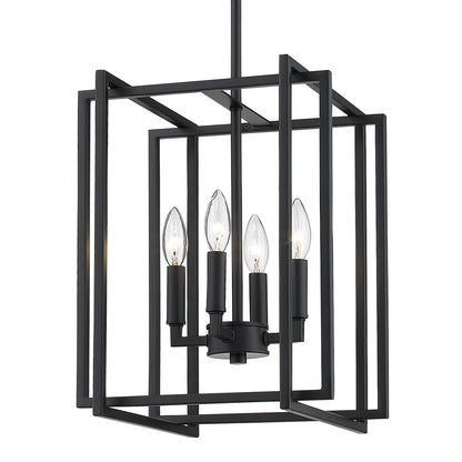 Tribeca 4-Light Chandelier in Matte Black with Matte Black Accents - Matte Black / No Shade / NA - Golden Lighting