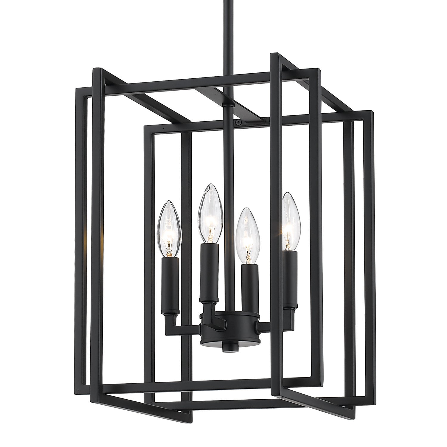 Tribeca 4-Light Chandelier in Matte Black with Matte Black Accents - Default Title - Golden Lighting